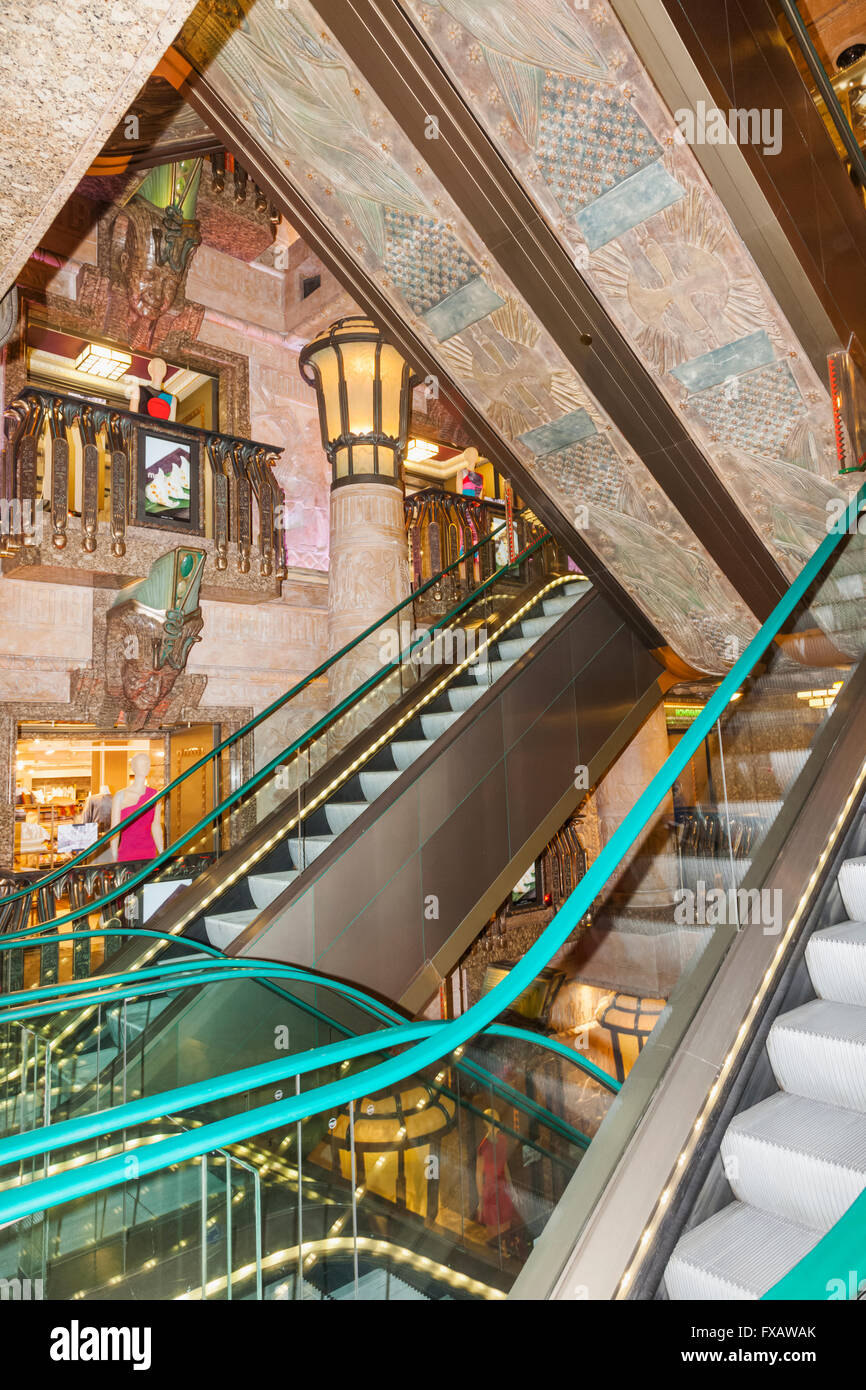 England, London, Knightsbridge, Harrods, Egyptian Escalator Stock Photo