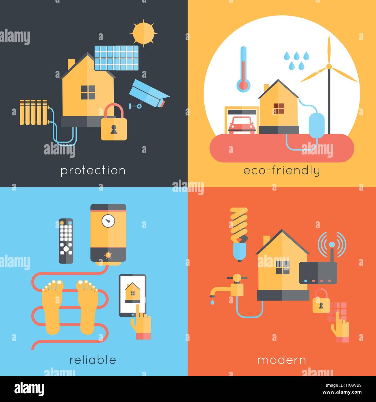 Smart Home Flat Stock Vector Image & Art - Alamy