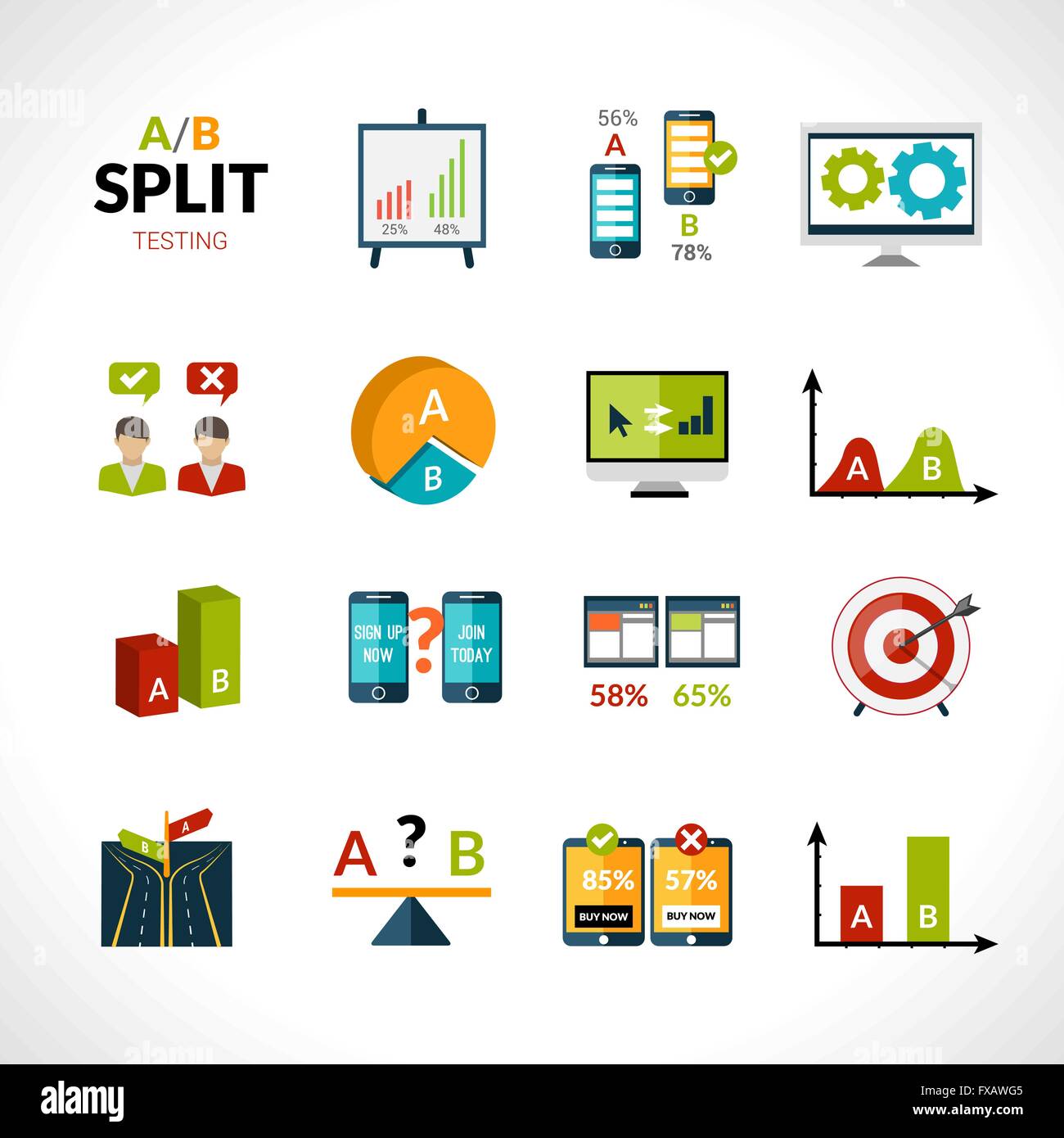 A-b Testing Icons Stock Vector Image & Art - Alamy