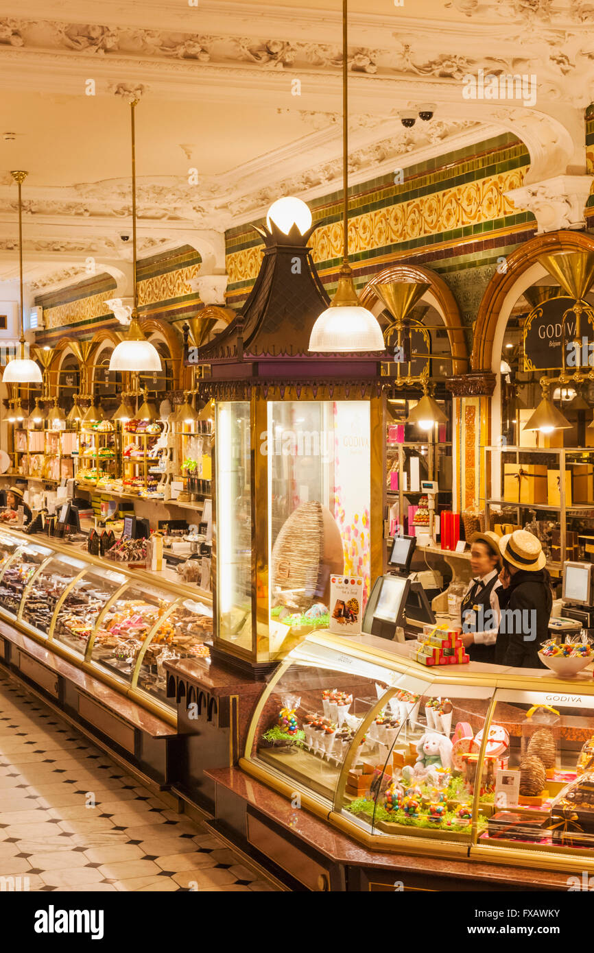 England, London, Knightsbridge, Harrods, Food Hall, Chocolate Counter ...