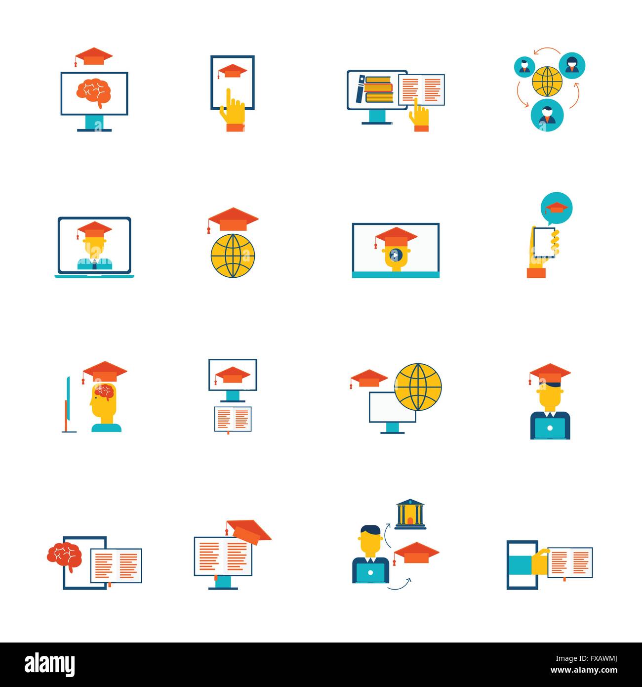 Online Education Icons Flat Stock Vector Image & Art - Alamy