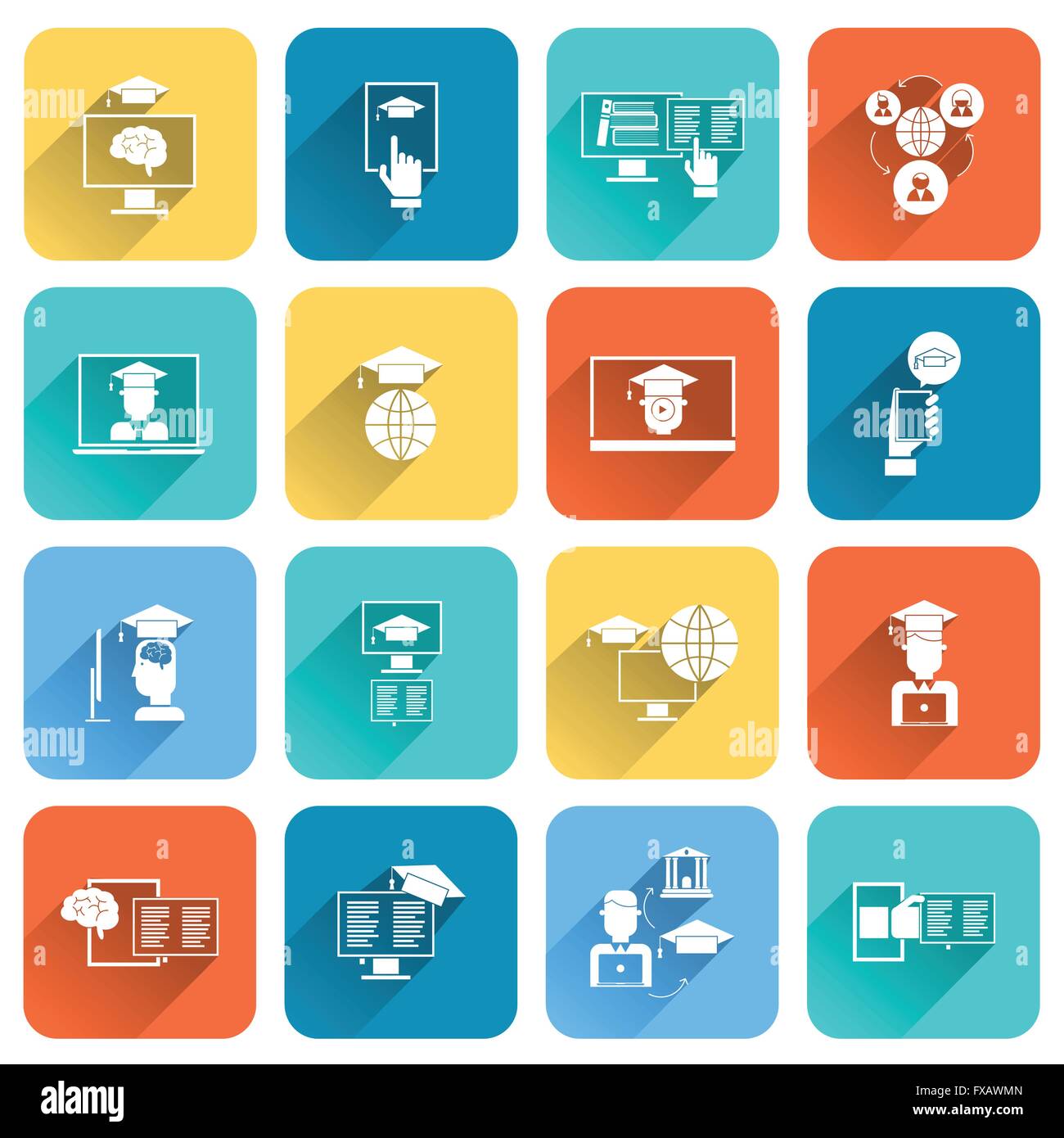 Online Education Icons Flat Stock Vector Image & Art - Alamy