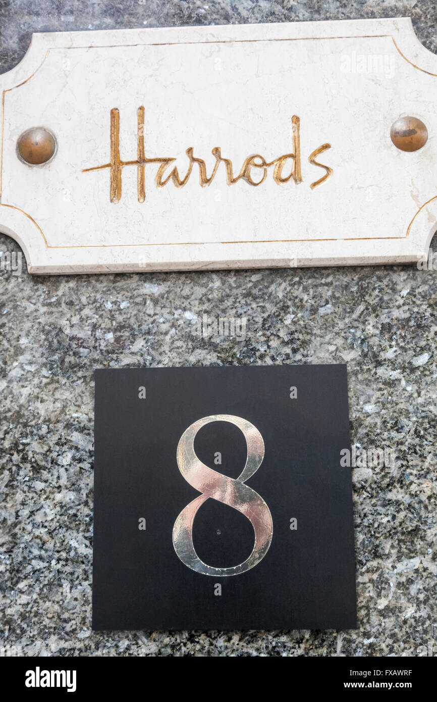 England, London, Knightsbridge, Harrods, Street Address Number Stock