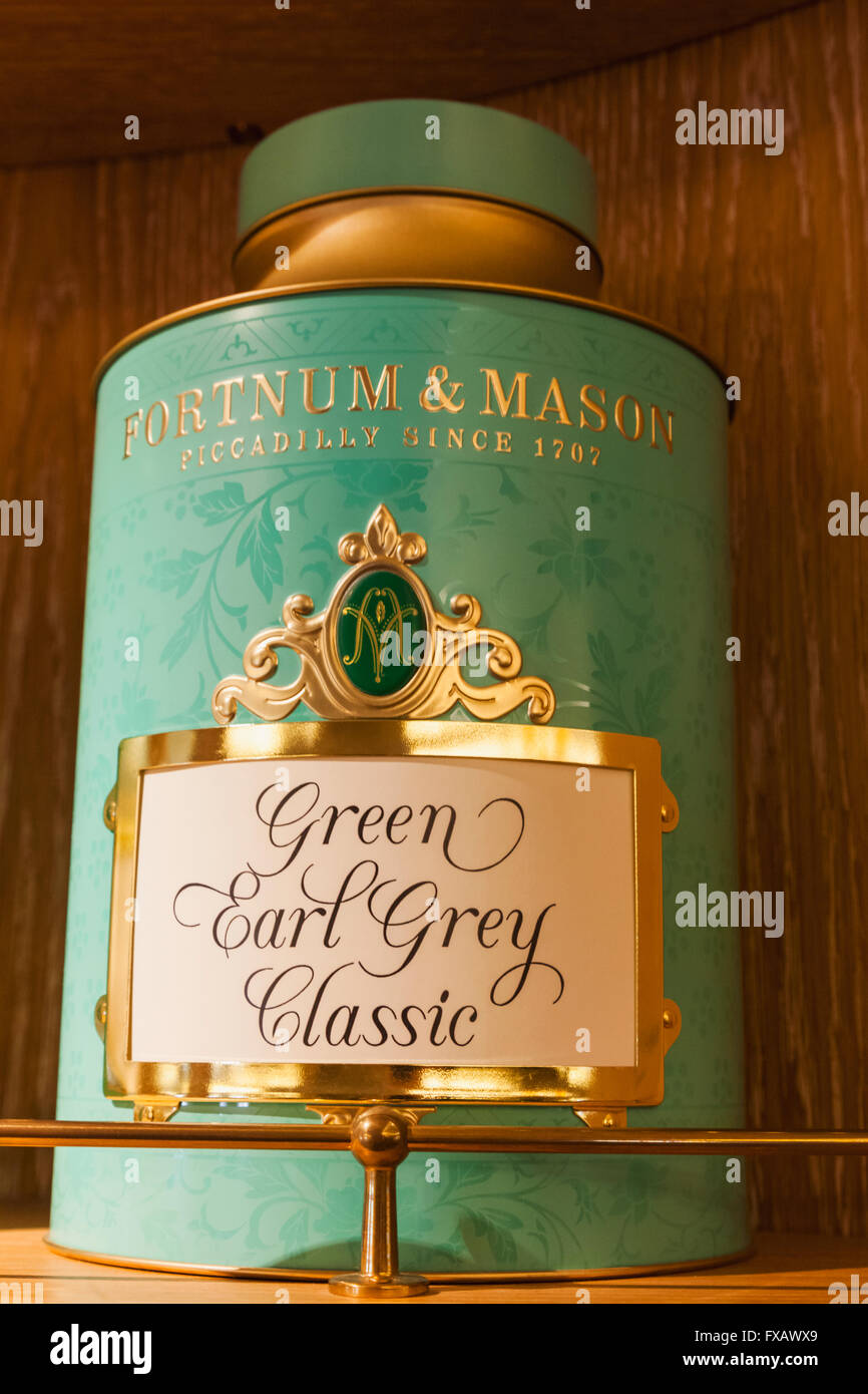 England, London, Piccadilly, Fortnum and Mason Store, Tea Caddy Display Stock Photo