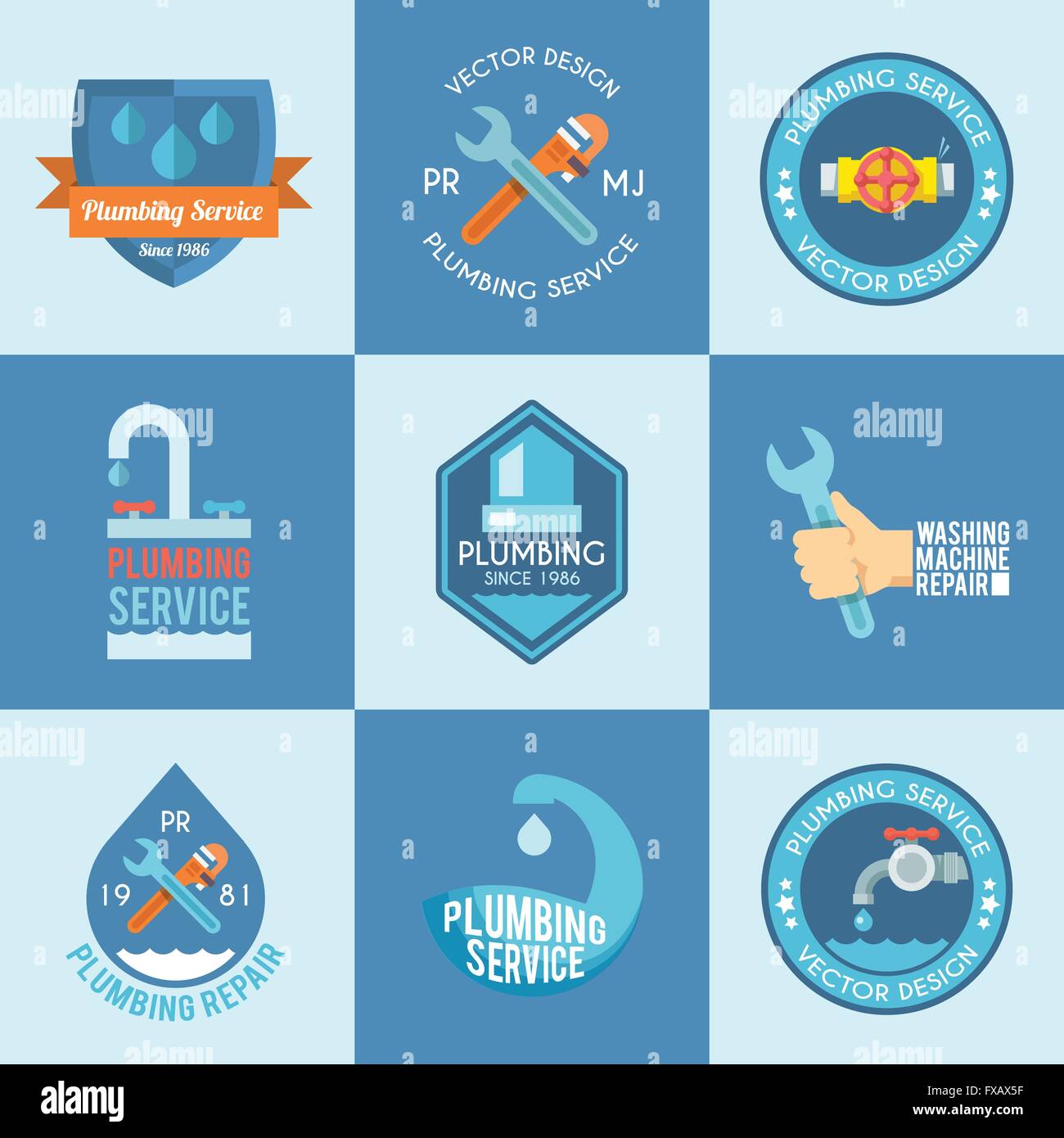 Plumbing labels icons set Stock Vector Image & Art - Alamy