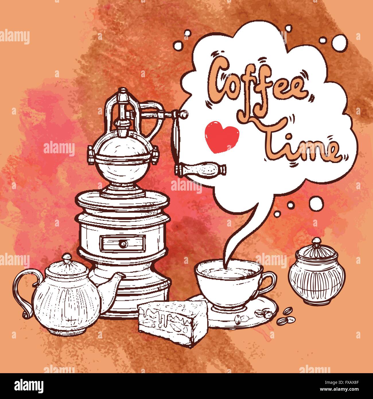 Coffee Sketch Background Stock Vector Image & Art Alamy