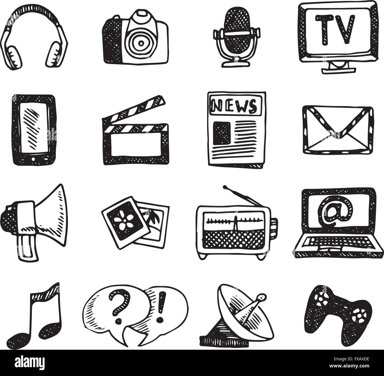 Media Icons Set Stock Vector Image & Art Alamy
