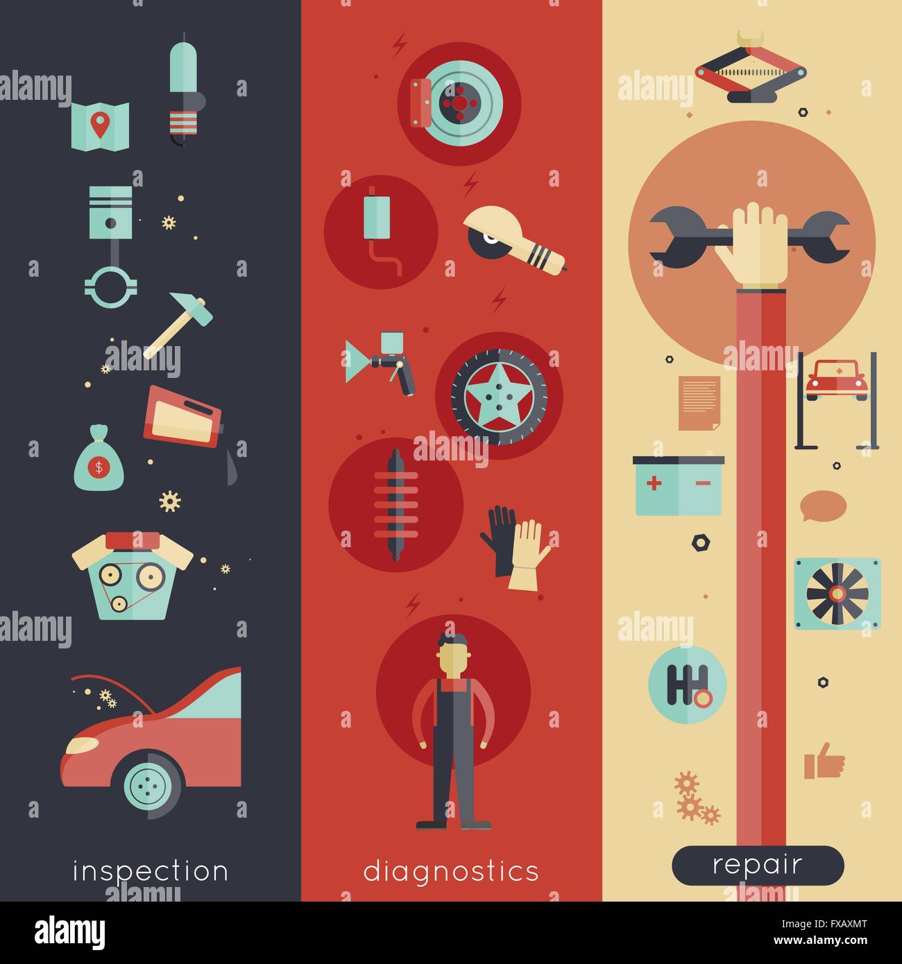 Auto Service Banner Set Stock Vector Image & Art - Alamy