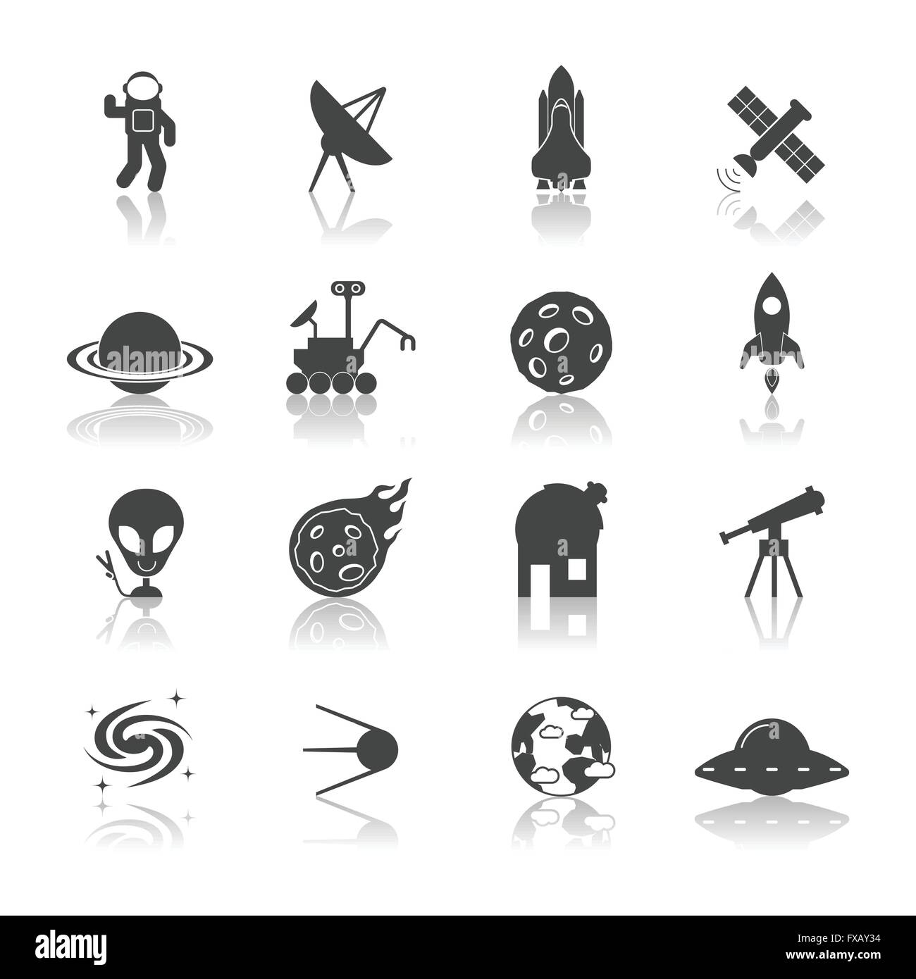 Space Icons Black Stock Vector Image & Art - Alamy