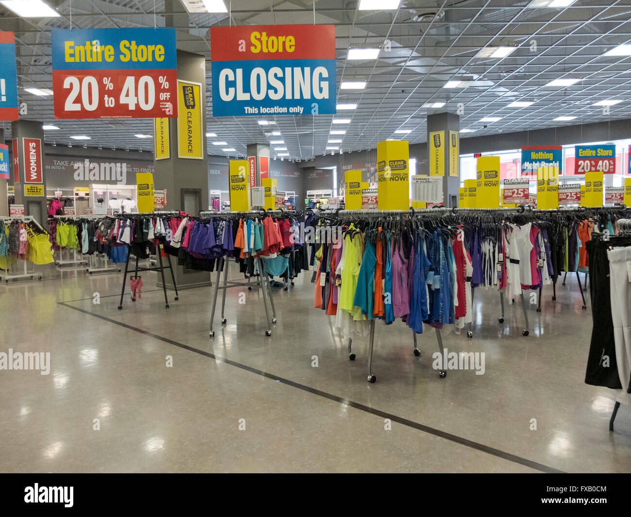 A Sports Authority store that is about to close having an all items  clearance sale. In Garden City, Long, Island, New York Stock Photo - Alamy