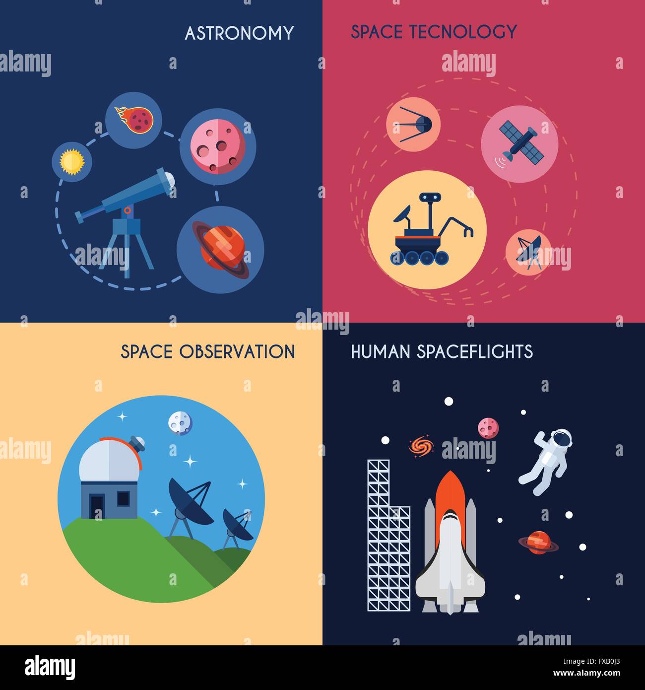 Space Icons Flat Stock Vector Image & Art - Alamy
