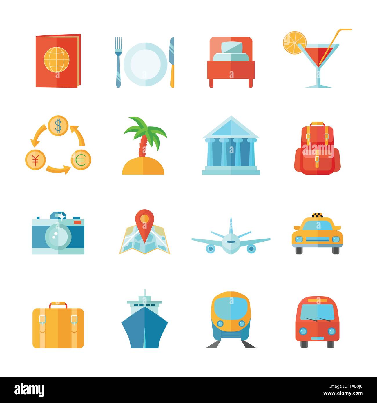 Travel Icon Flat Set Stock Vector Image & Art - Alamy