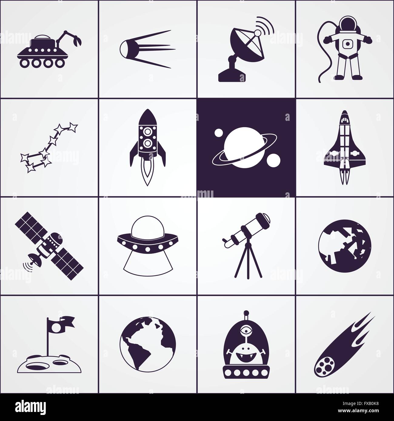 Space Icons Black Stock Vector Image & Art - Alamy