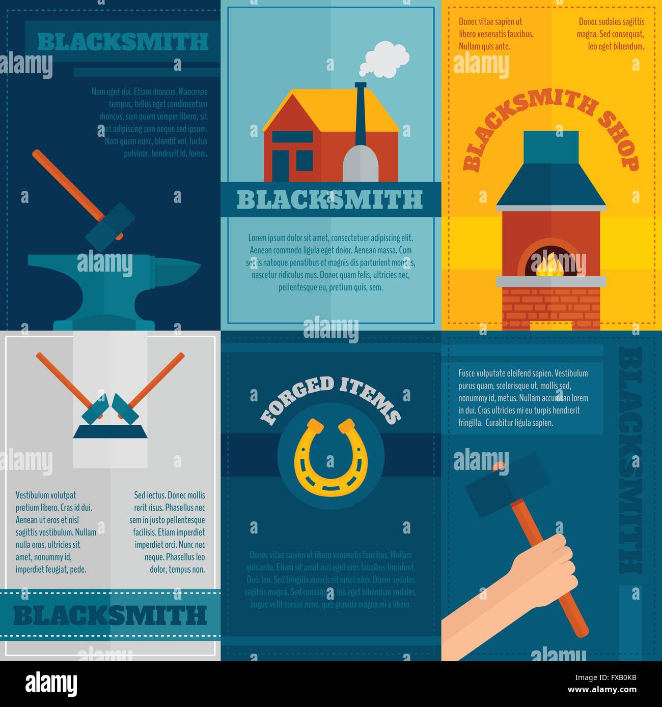 Blacksmith shop flat icons set Stock Vector Image & Art - Alamy