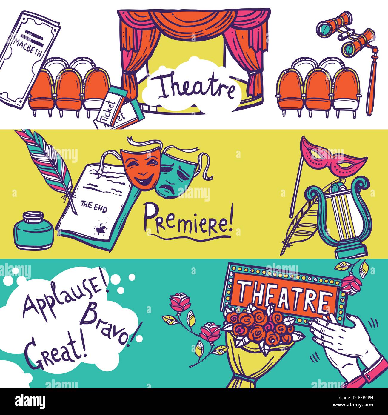 Theatre Banner Set Stock Vector Image & Art - Alamy