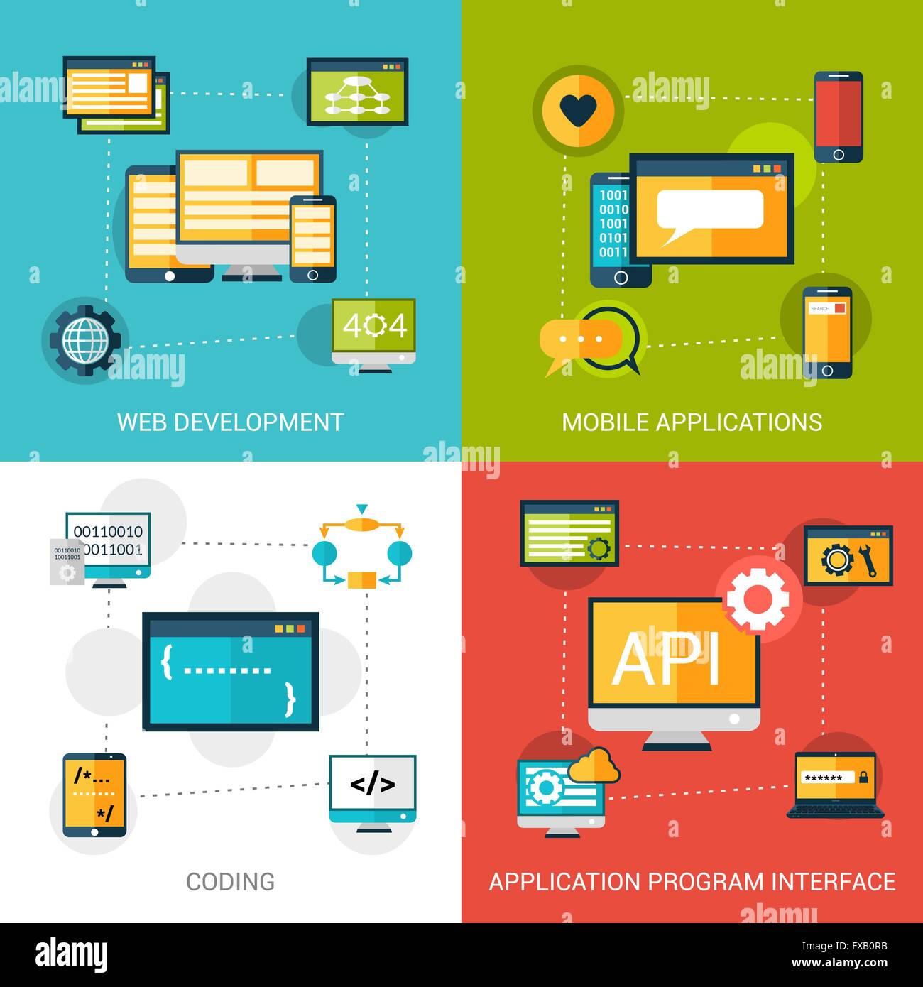 Programming Icons Set Stock Vector Image & Art - Alamy