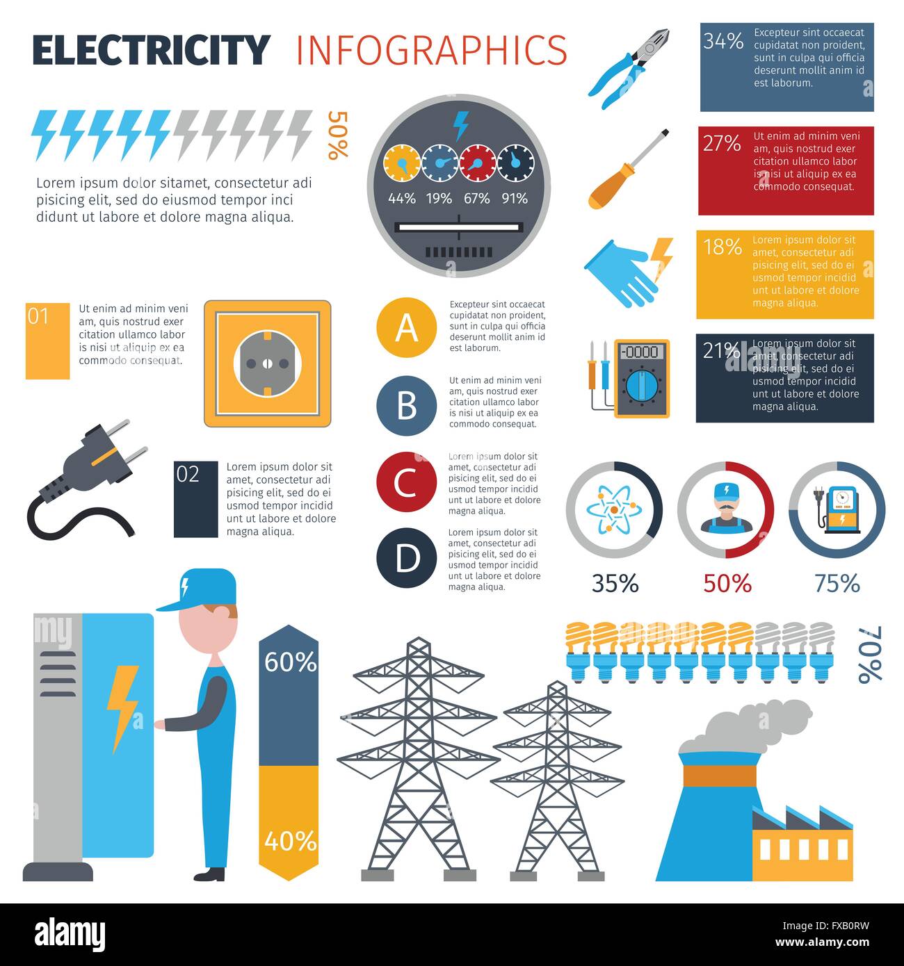 Electricity Infographics Set Stock Vector Image & Art Alamy