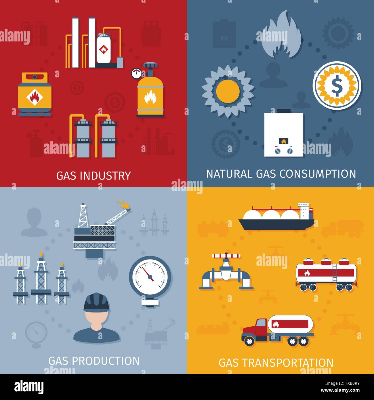 Gas industry flat icons composition Stock Vector Image & Art - Alamy