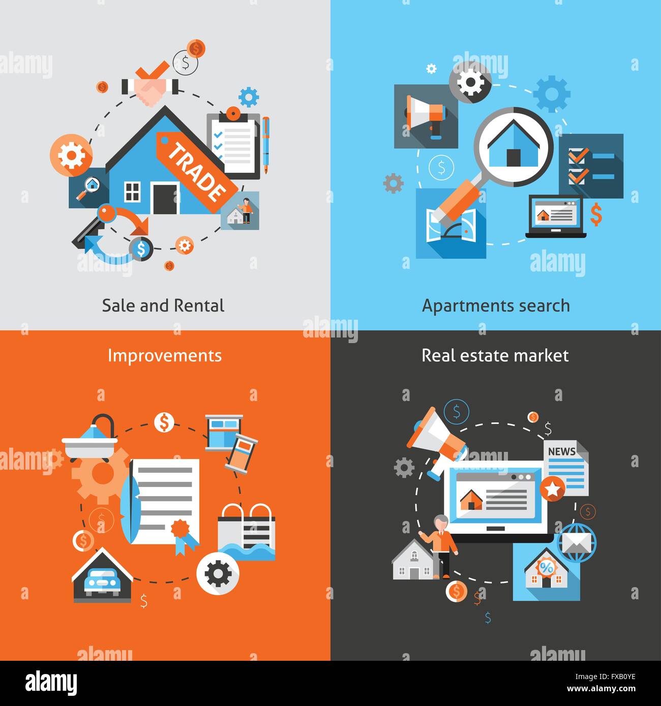 Real Estate Set Stock Vector Image & Art - Alamy