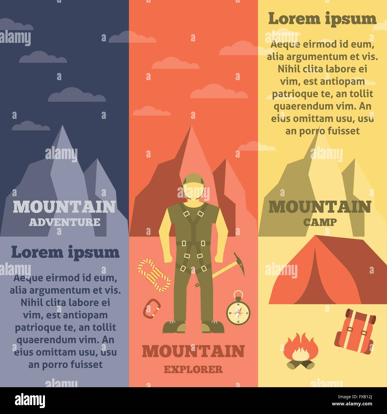 Mountain climber equipment banners set Stock Vector Image & Art Alamy