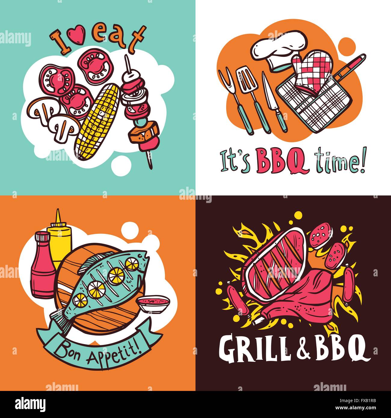 Bbq Grill Design Concept Set Stock Vector Image & Art Alamy