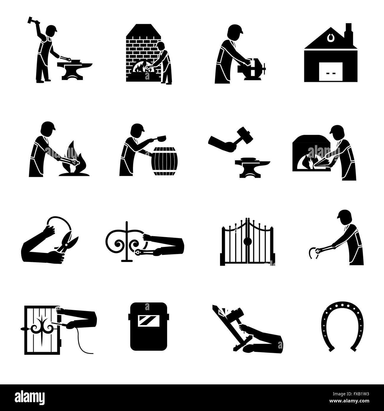 Blacksmith Icons Black Stock Vector Image & Art - Alamy