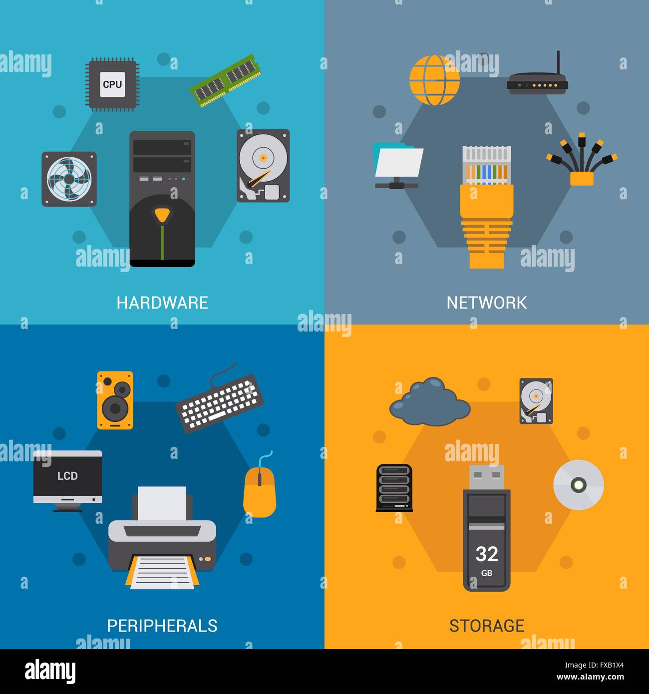 Computer Parts Set Stock Vector Image & Art - Alamy