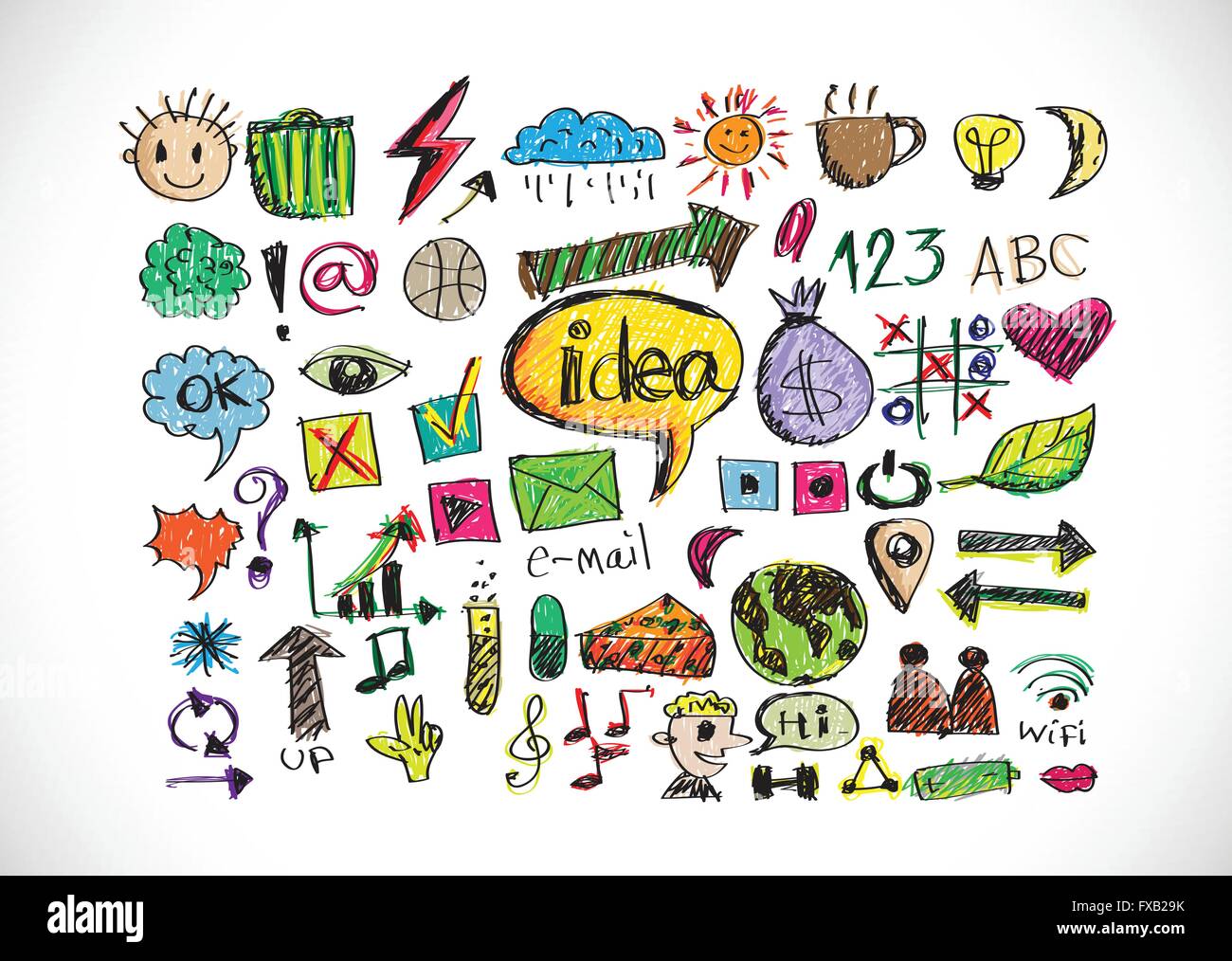 Hand doodle Business icon set idea design Stock Vector Image & Art - Alamy