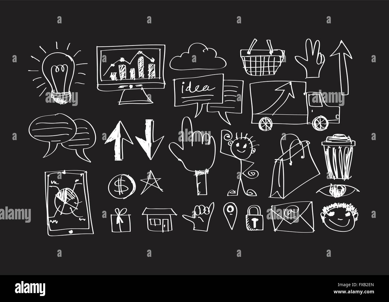 Hand doodle Business icon set idea design Stock Vector Image & Art - Alamy