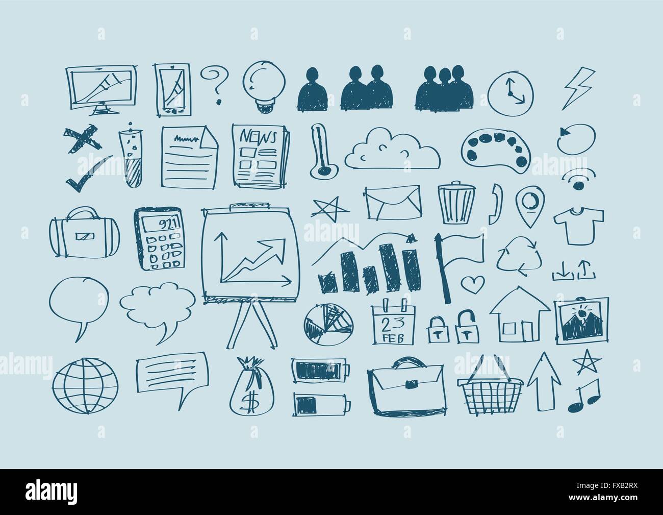 Hand doodle Business icon set idea design Stock Vector Image & Art - Alamy