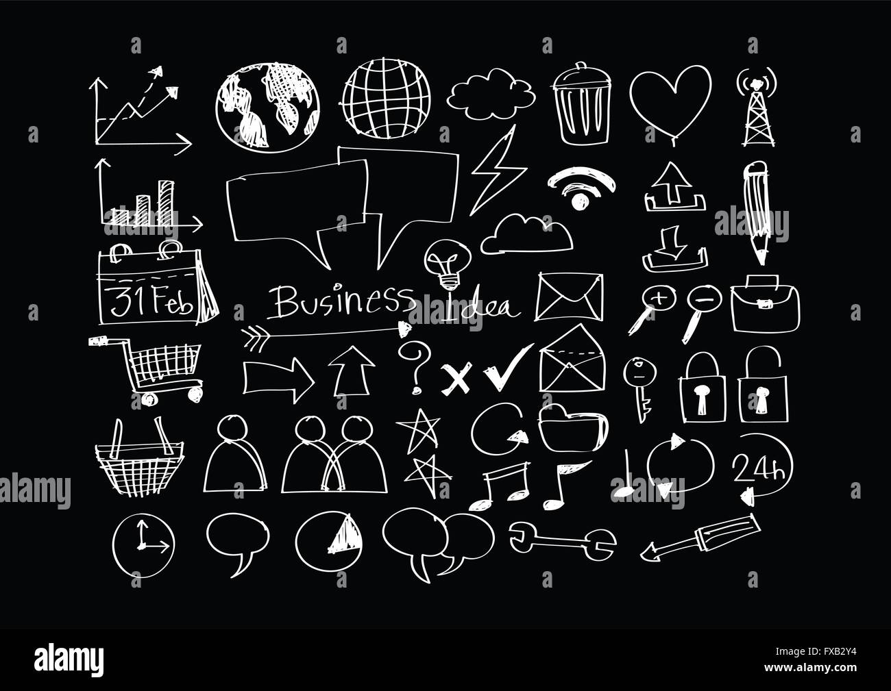 Hand doodle Business icon set idea design Stock Vector Image & Art - Alamy