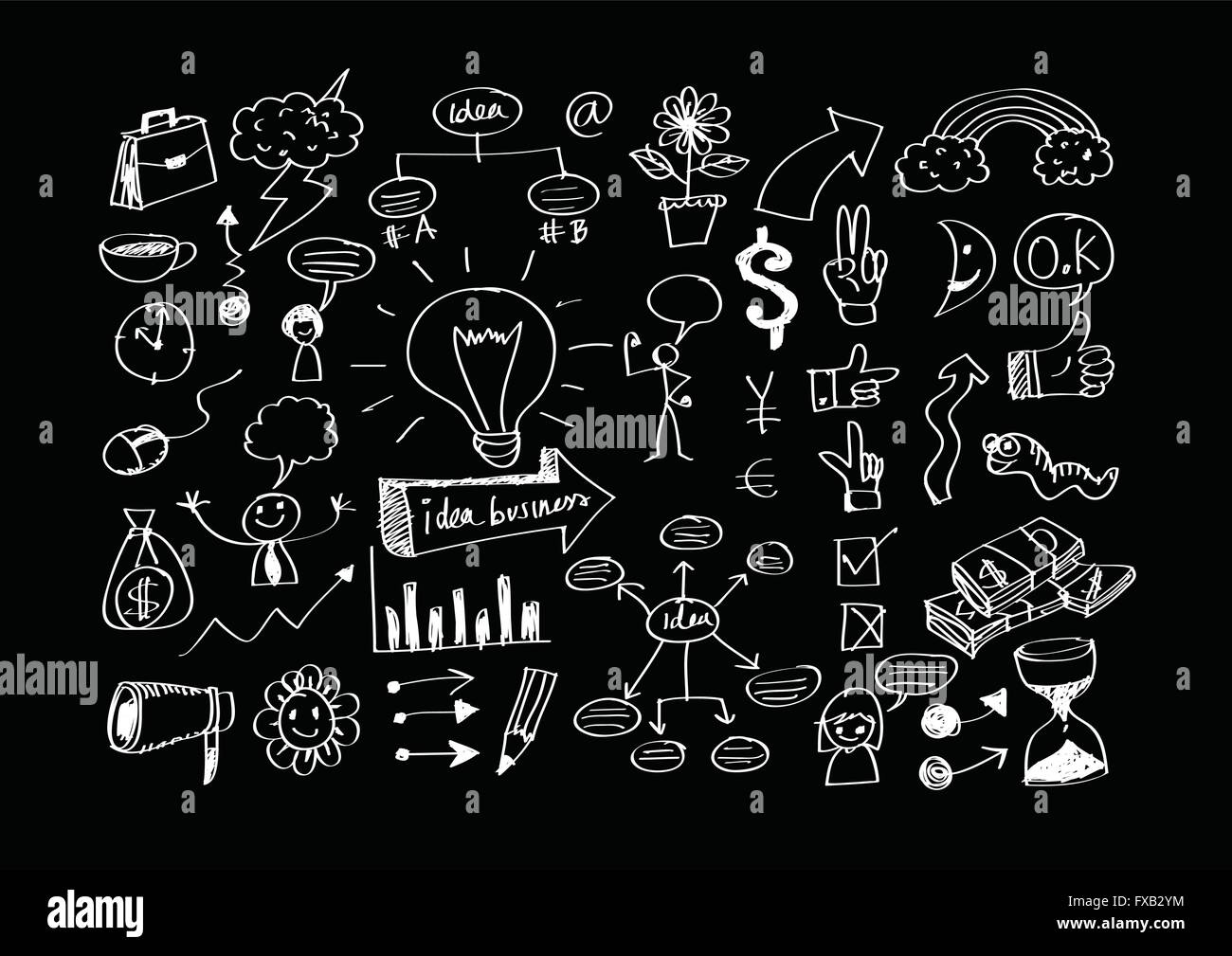 Hand doodle Business icon set idea design Stock Vector Image & Art - Alamy