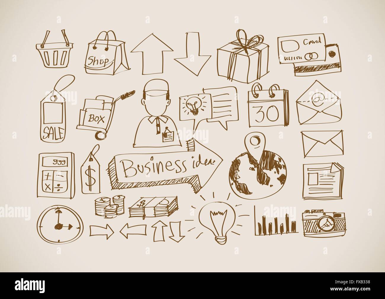 Hand doodle Business icon set idea design Stock Vector Image & Art - Alamy