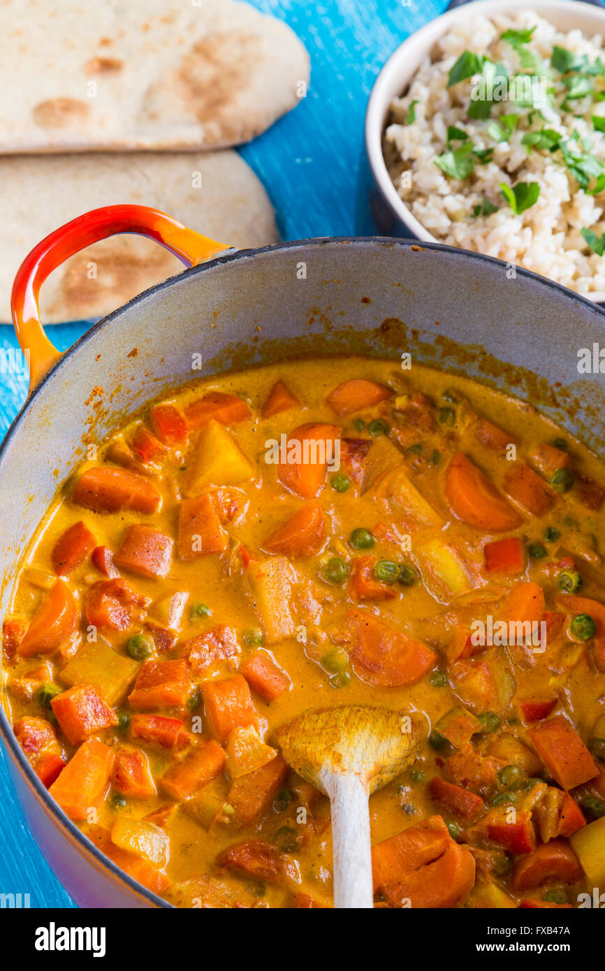 Vegetable korma curry with rice Stock Photo Alamy
