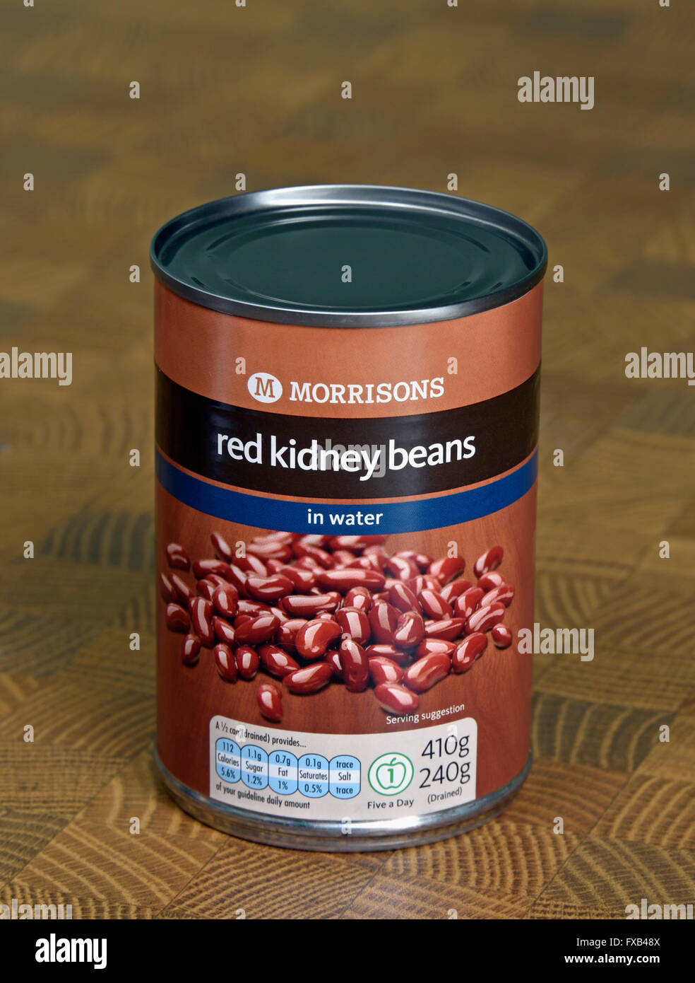 Can of Morrison's Red Kidney Beans. Stock Photo