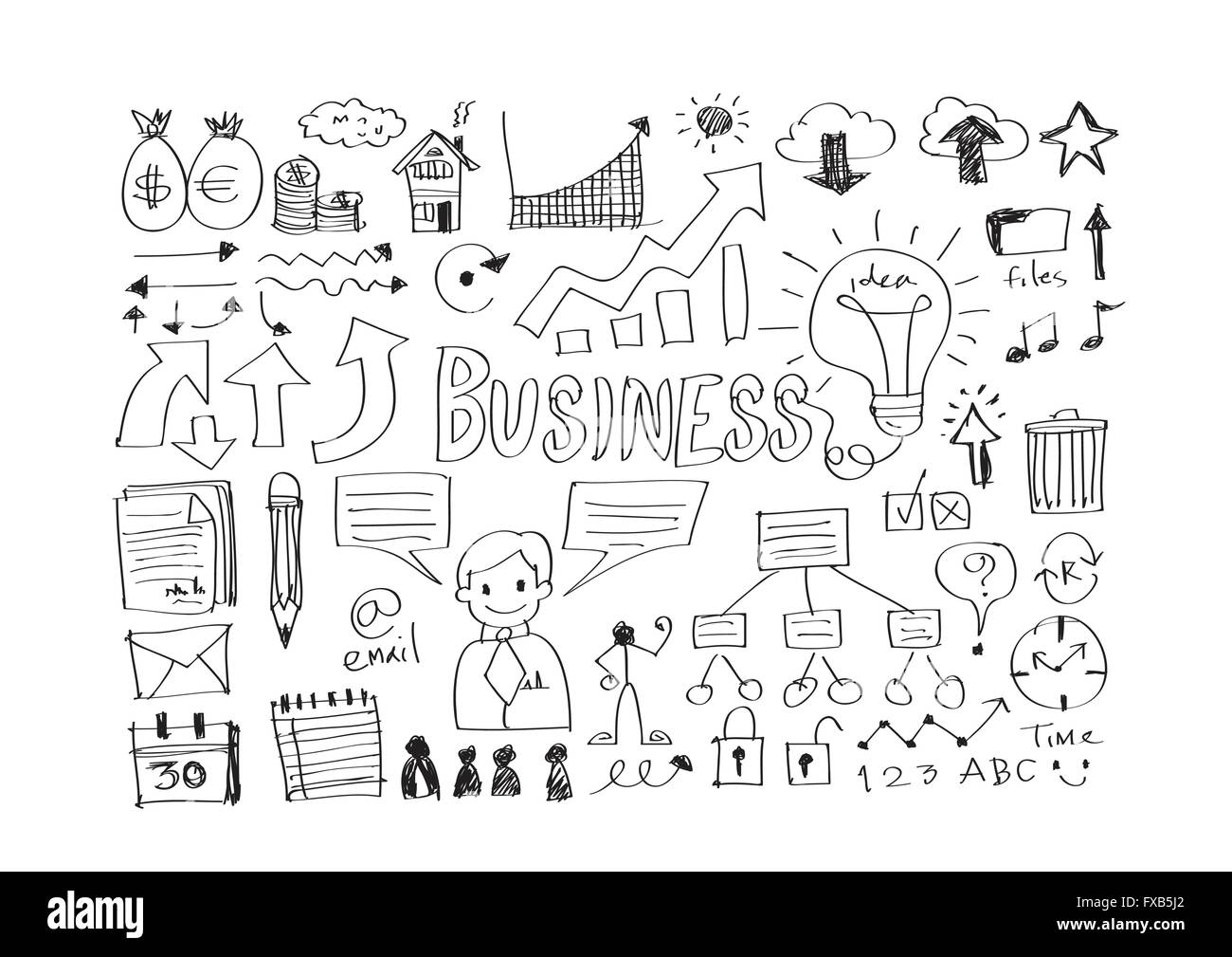Hand doodle Business icon set idea design Stock Vector Image & Art - Alamy