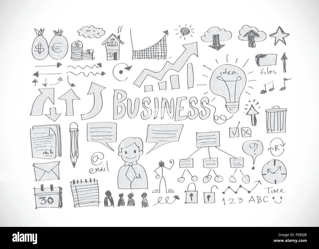 Hand doodle Business icon set idea design Stock Vector Image & Art - Alamy
