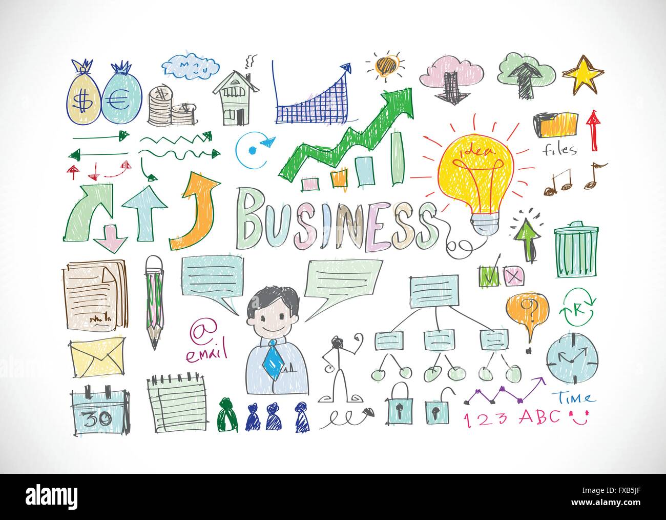 Hand doodle Business icon set idea design Stock Vector Image & Art - Alamy