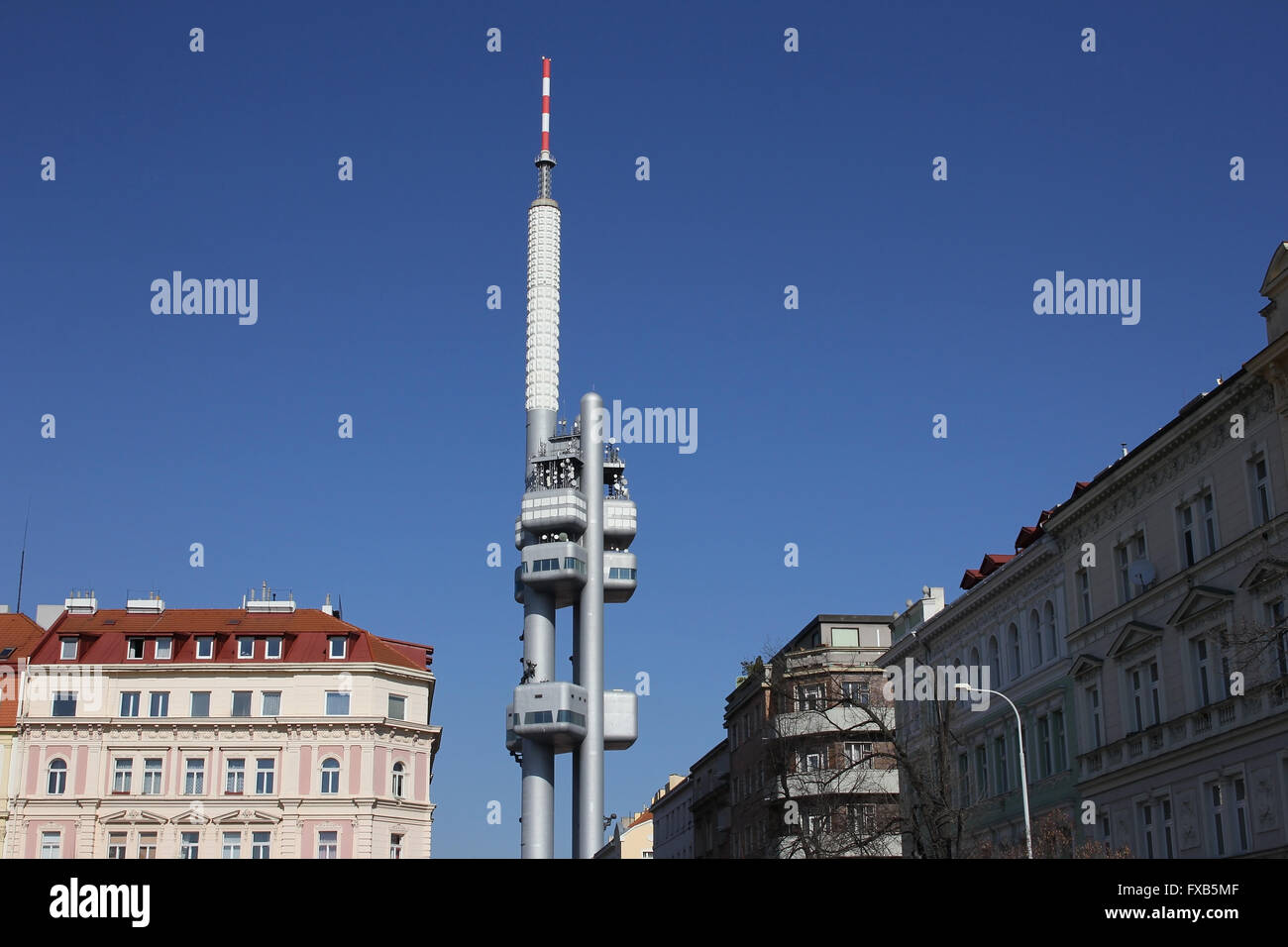Zizkov TV tower in Prague Stock Photo