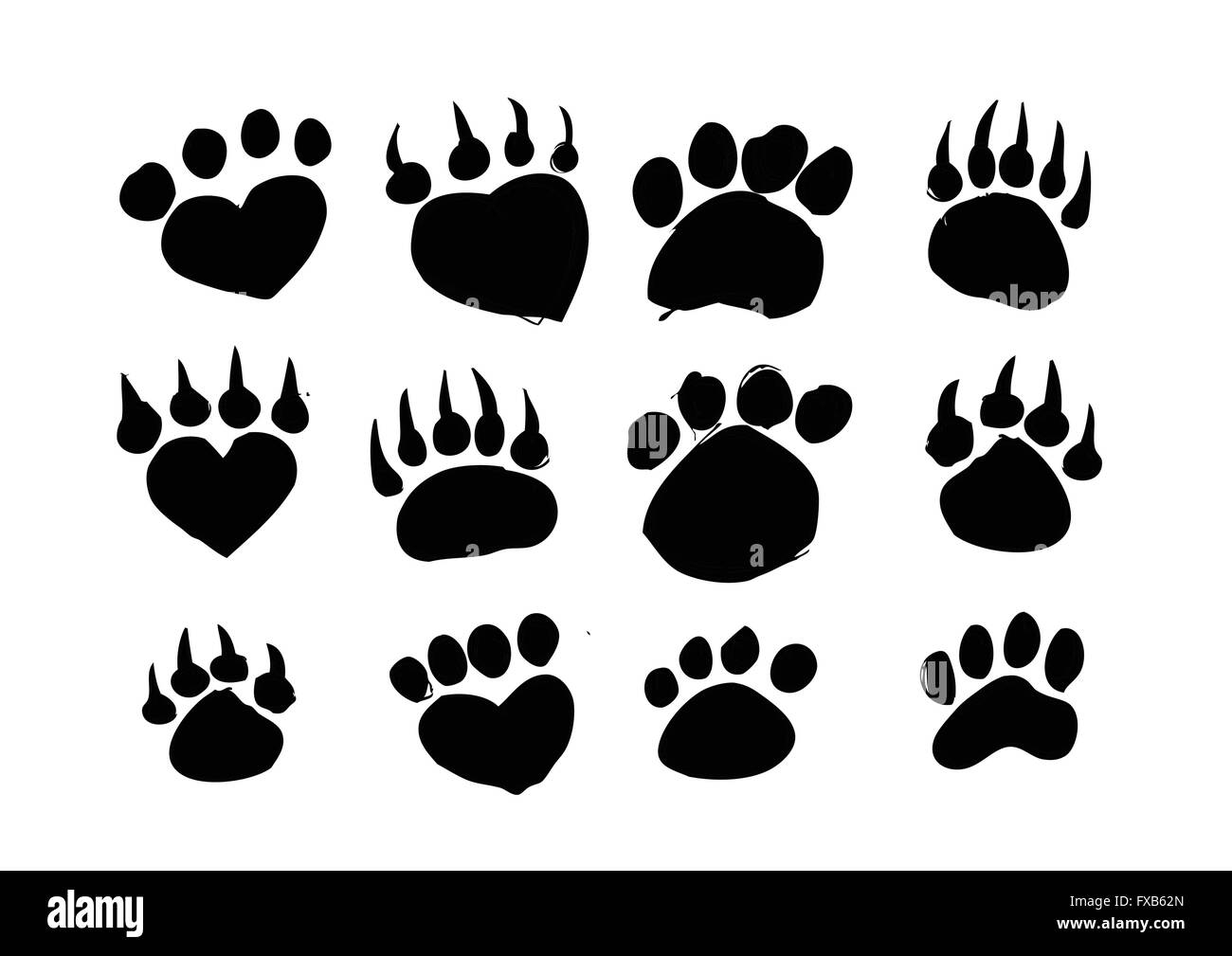 Animal footprints silhouettes Stock Vector