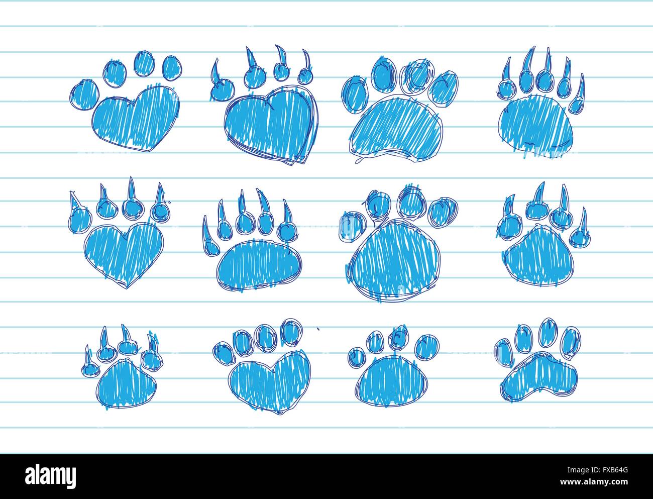 Animal footprints silhouettes Stock Vector