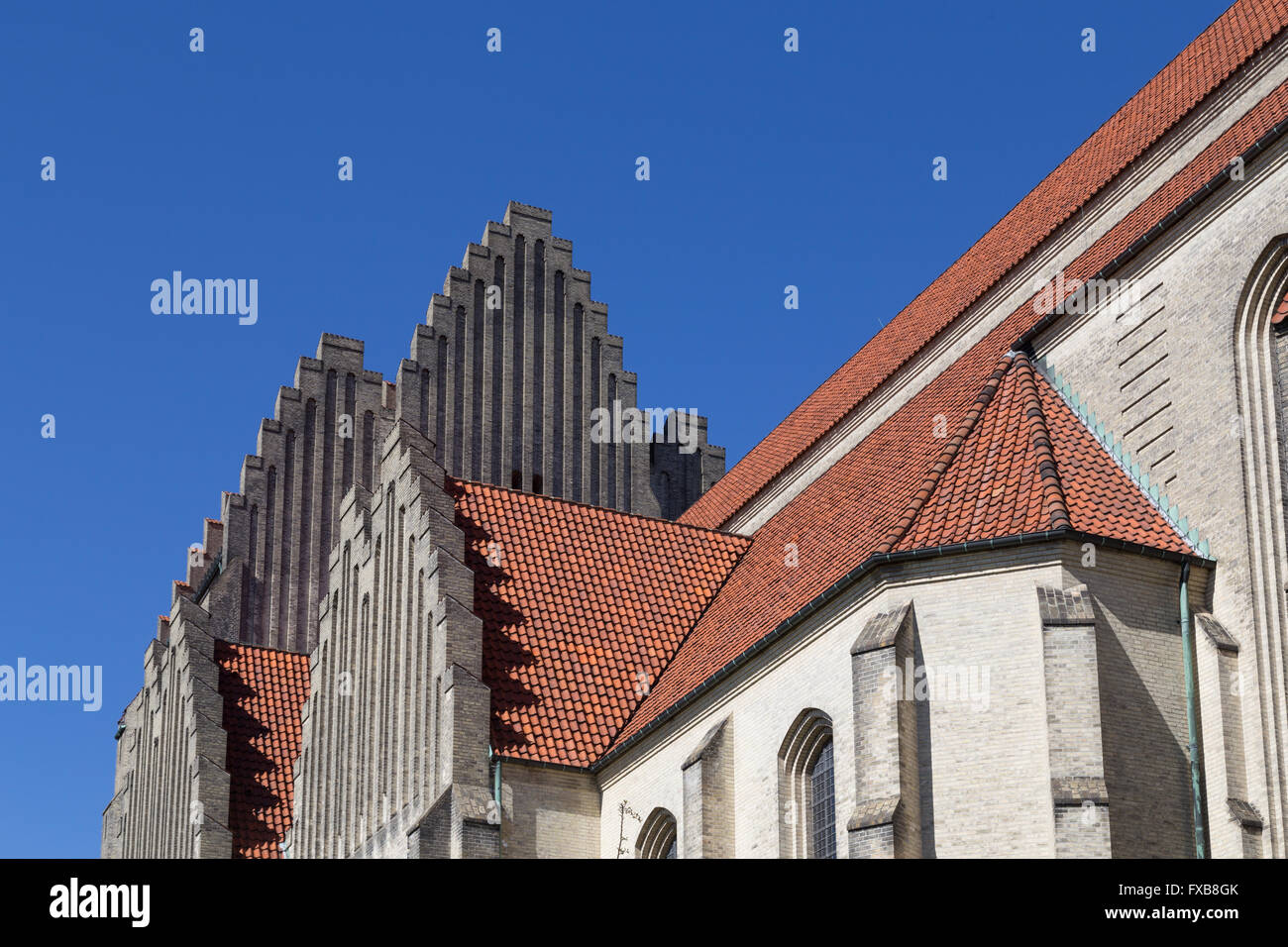 Copenhagen, Denmark - April 11, 2016: Exterior detail photograph of Grundtvigs Church Stock Photo