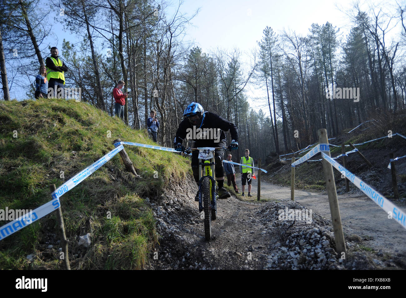Blandford Dorset UK 13 March 2016. Okeford Hill MTB DH. Matt Burridge in action on the newly reopened Okeford Hill bike park Stock Photo Alamy