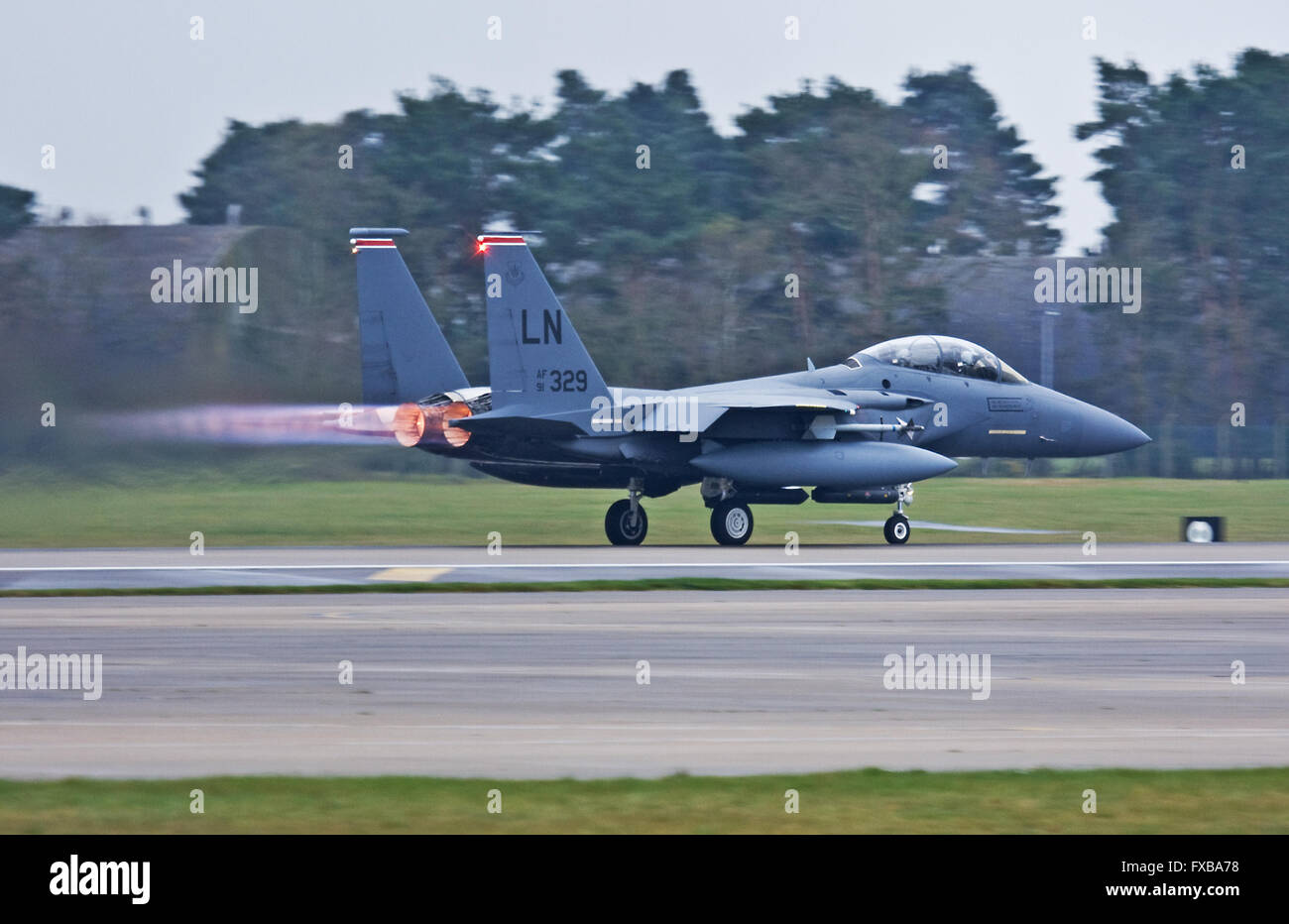 F-15E Eagle 494th FS 48th FW USAFE takes off at RAF Lakenheath Stock ...