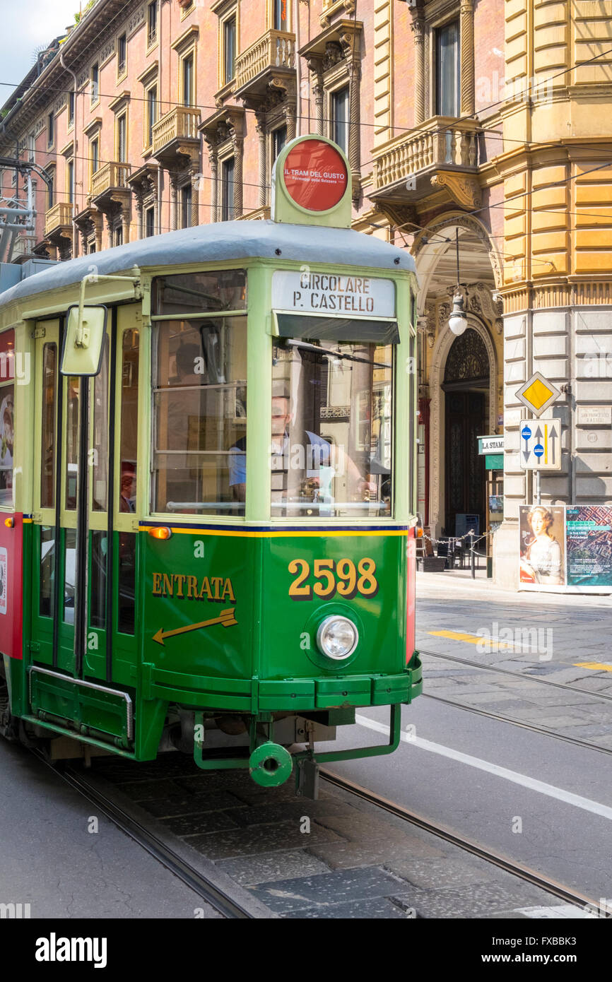 Old tram in Turin, Piedmont, Italy Stock Photo