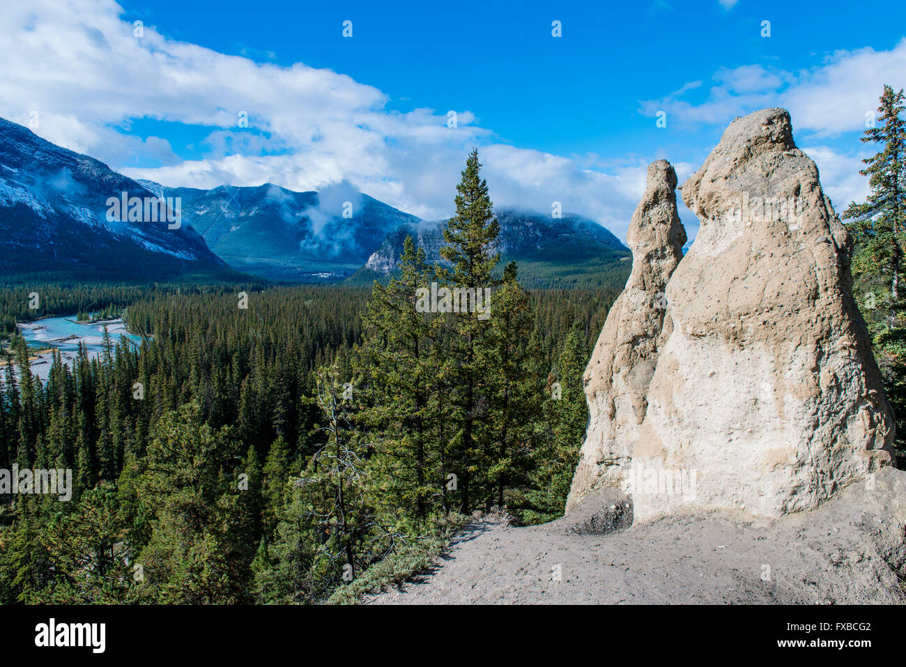 View of the Bow River Valley, Hoodoos Viewpoint, Banff National Park