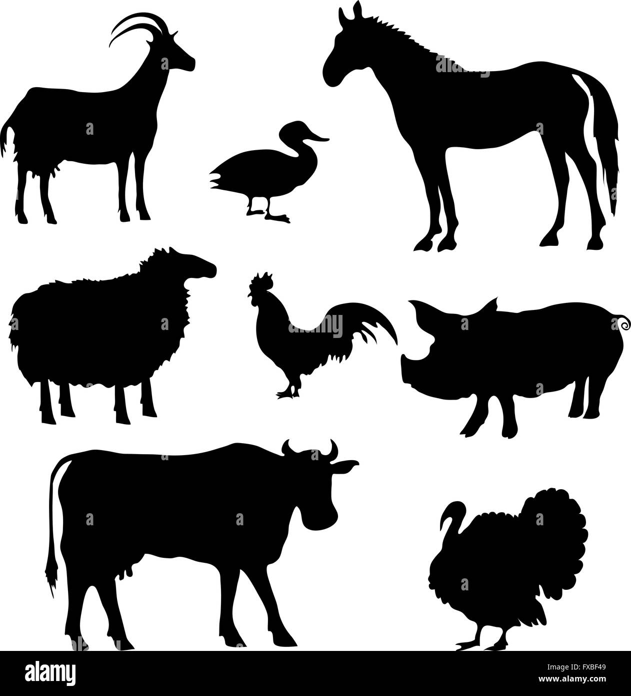 Farm Animals Silhouettes Stock Vector Image & Art - Alamy
