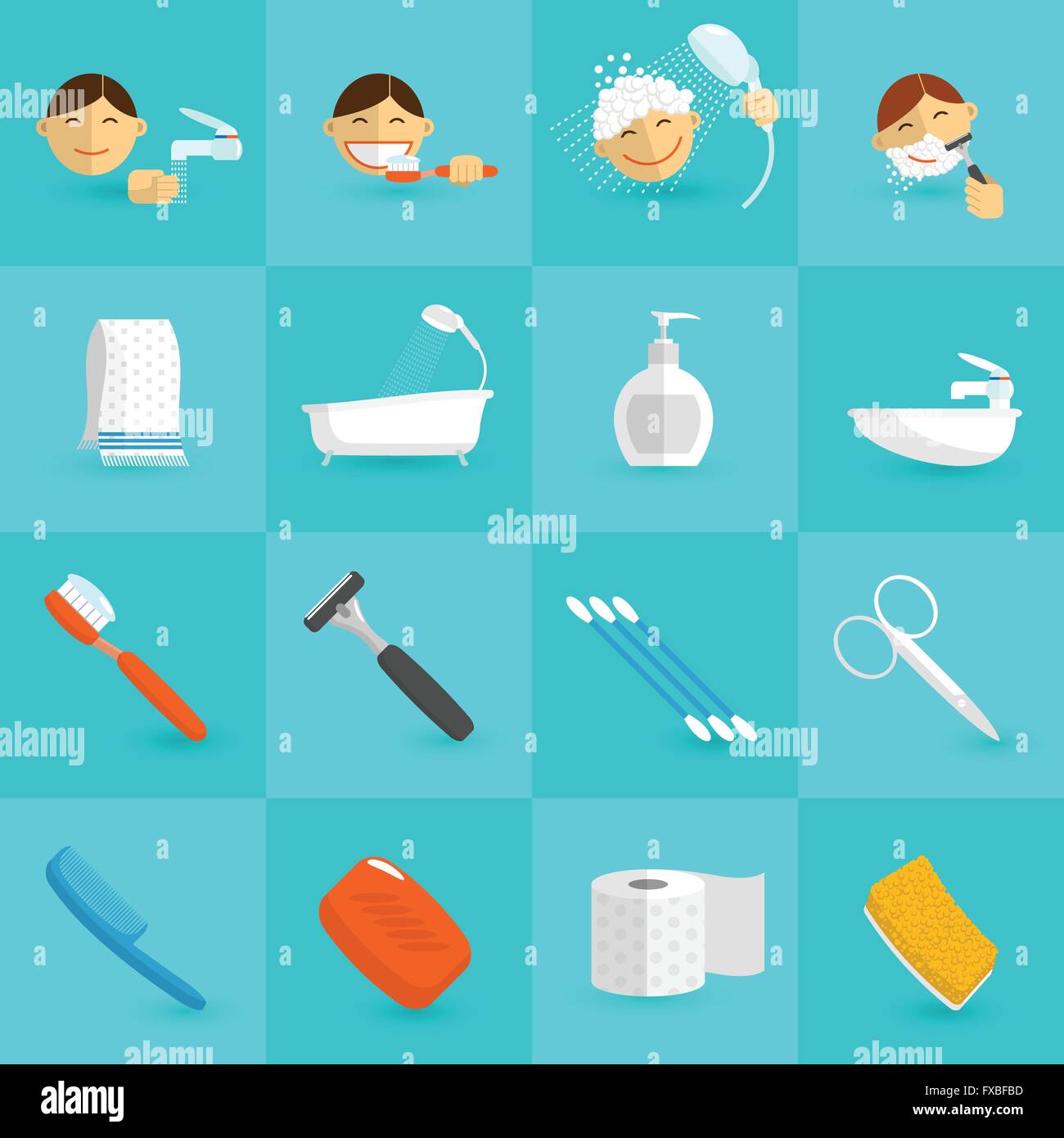 Hygiene Icons Flat Stock Vector Image & Art - Alamy