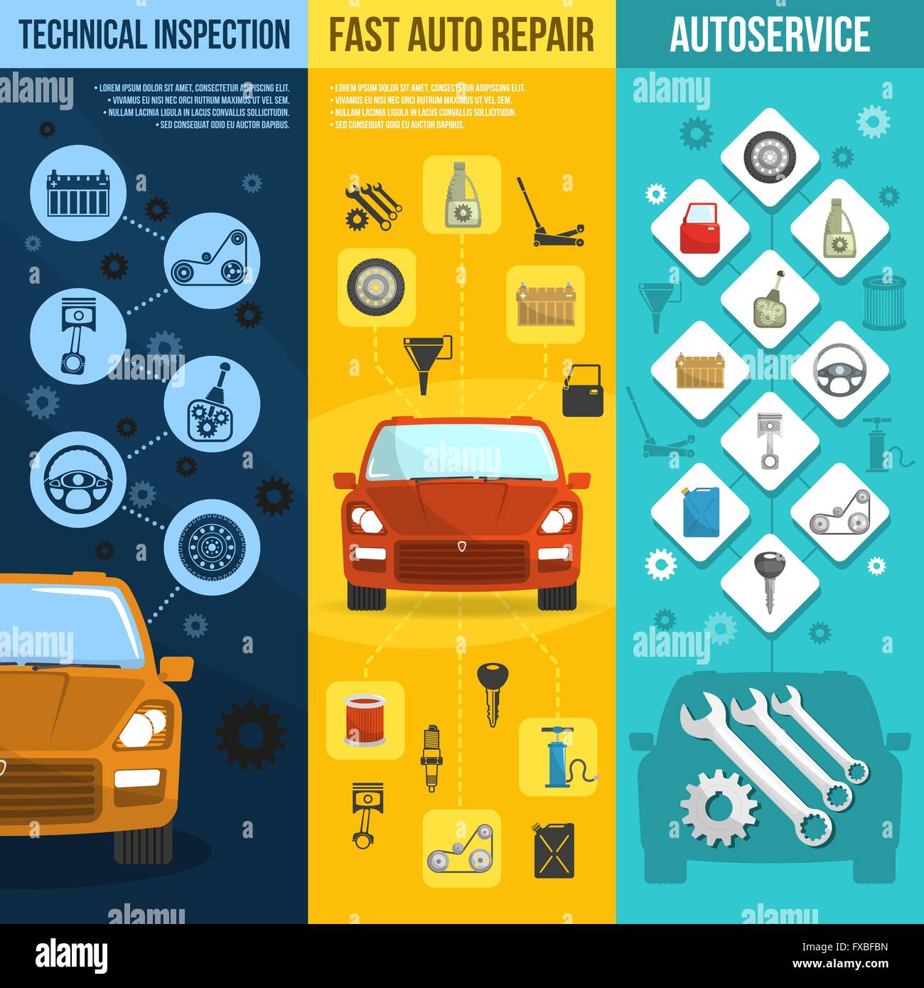 Auto Service Vertical Banner Set Stock Vector Image Art Alamy