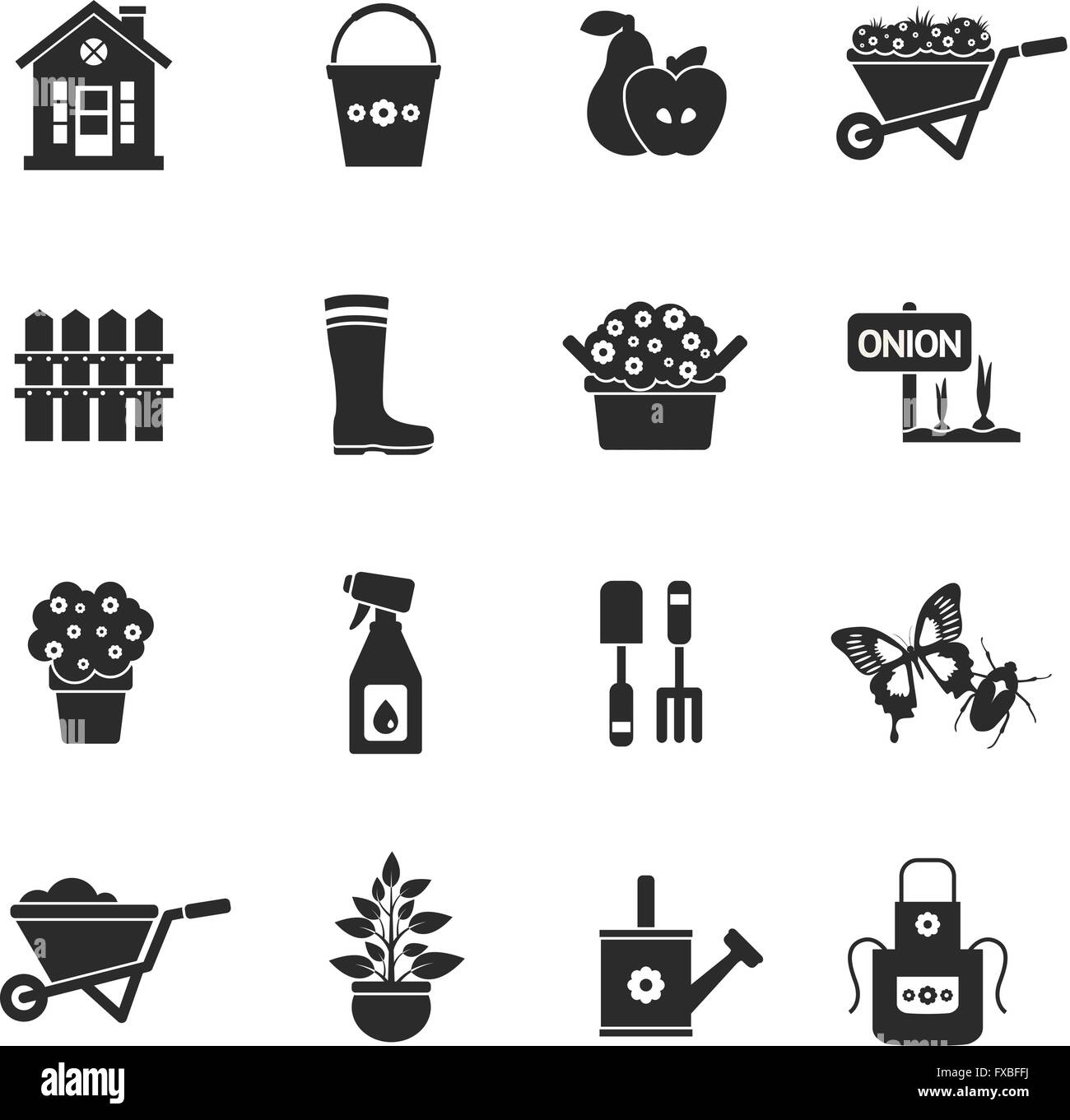 Gardening Black Icons Set Stock Vector Image & Art - Alamy